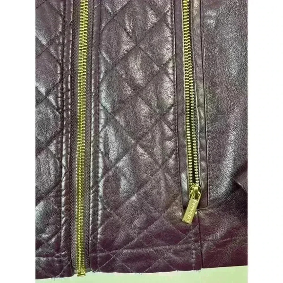 Calvin Klein Rich Purple Moto Jacket Gold Color Zippers Size Small - Picture 4 of 11